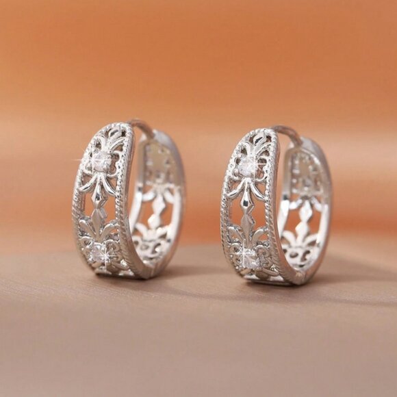 925 Sterling Silver Womens Small 1ct Diamond Hoop Earrings Ladies New Jewelry